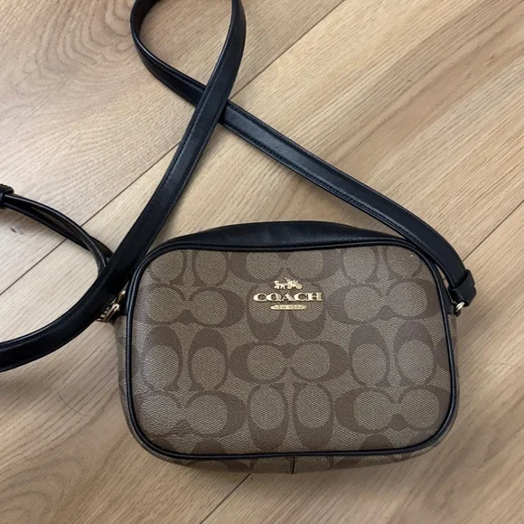 Coach Tan and Black Signature Crossbody Bag - Picture 2 of 3